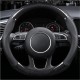 38cm Carbon Fiber Leather Stitching Car Steering Wheel Covers Anti Slip Black Universal