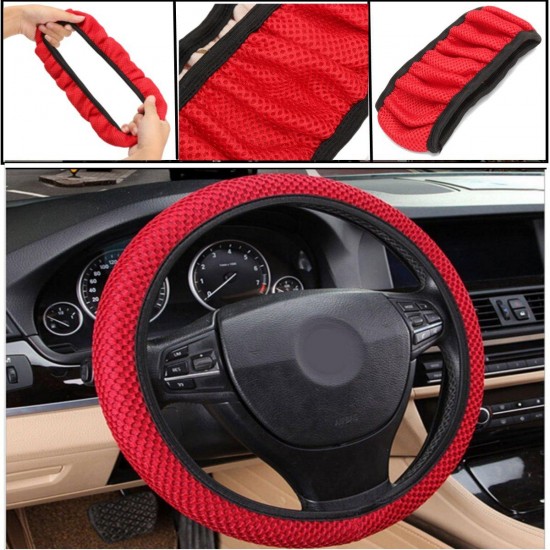 38cm Universal Car Steering Wheel Covers Non-Slip Summer Cool Elastic Fabric Net