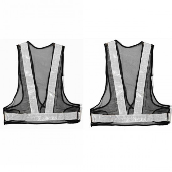 2pcs Black&White Reflective Vest High Visibility Warning Safety Gear