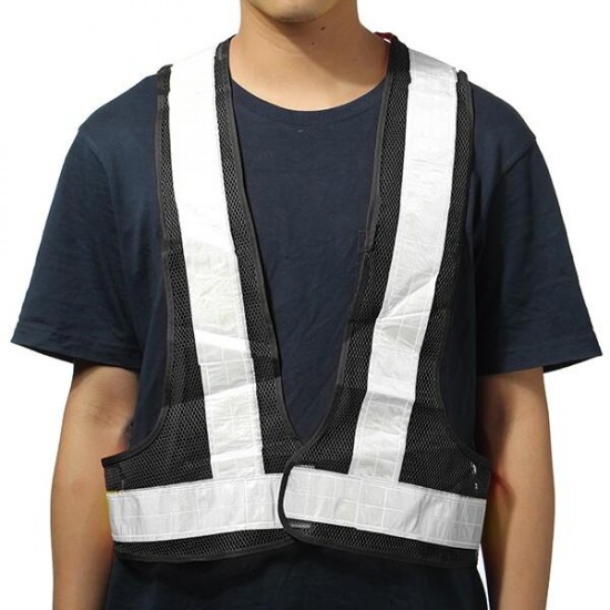 2pcs Black&White Reflective Vest High Visibility Warning Safety Gear