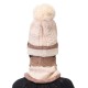 3pcs Women Winter Warm Pom Hat Cap Face Mask Scarf Wool Knit Neck Thickened Plush