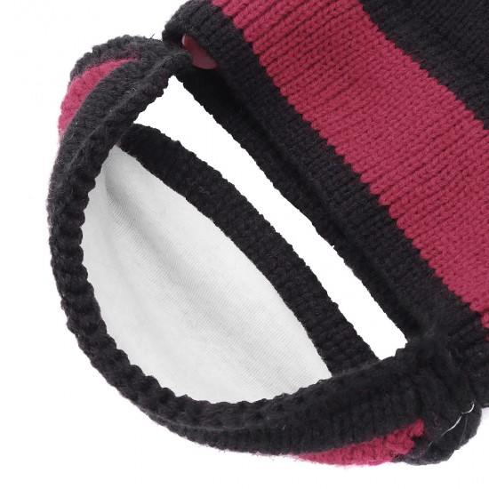 3pcs Women Winter Warm Pom Hat Cap Face Mask Scarf Wool Knit Neck Thickened Plush