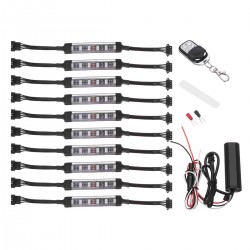 10pcs RGB Flexible 60LED Light Strip Multi 15 Color SMD Motorcycle Car Remote Kit