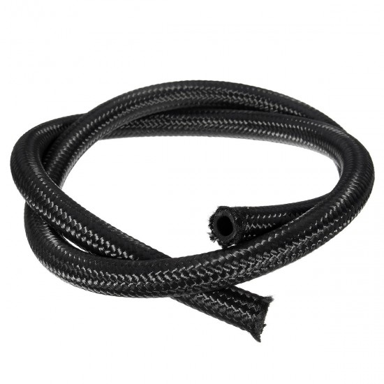 1 Meter AN-6 8mm 5/16" Nylon Braided Fuel Hose Line Black