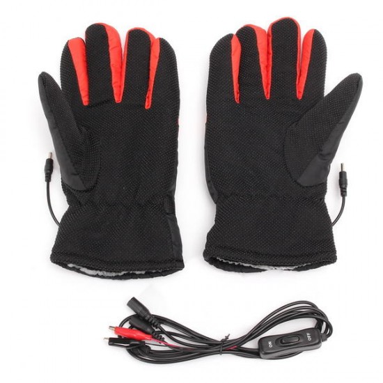 12V/48V/60V Waterproof Electric Heated Gloves Winter Inner Warmer Motorcycle Ski Racing