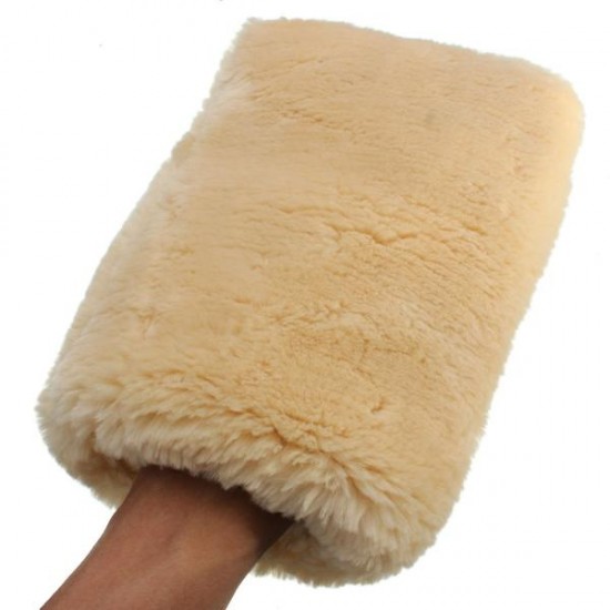 24x16cm Motor Auto Home Clean Washing Glove Buffing Polishing Mitt Lambswool Wool