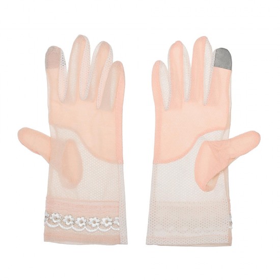 Women Touch Screen Lace Gloves Motorcycle Anti-UV Driving Riding Full Finger