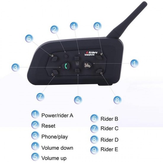 1000M Motorcycle Helmet Intercom Headset with Bluetooth Function