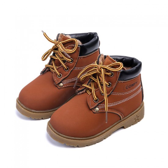 Baby Kids Boy Girl PU Leather Snow Boots Fur Lined Winter Warm Shoes Baby Kids Boy Girl PU Leather Snow Boots Fur Lined Winter Warm Shoes