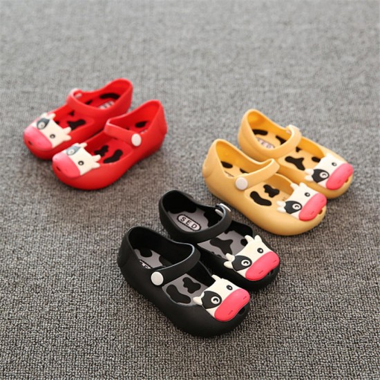 Baby Toddler Kids Children Mini Beach Summer Jelly Fish Mouth Sandals Cow Cattle Rainy Rubber Anti Slip Shoes