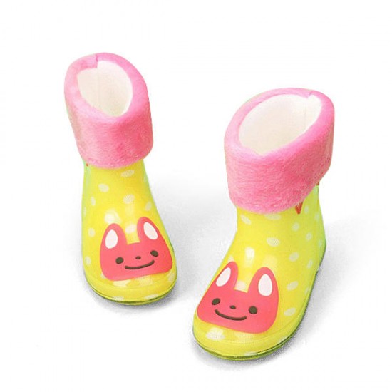 Children Girls Boys Cartoon Cotton Padded Jelly Winter Warm Rain Boots