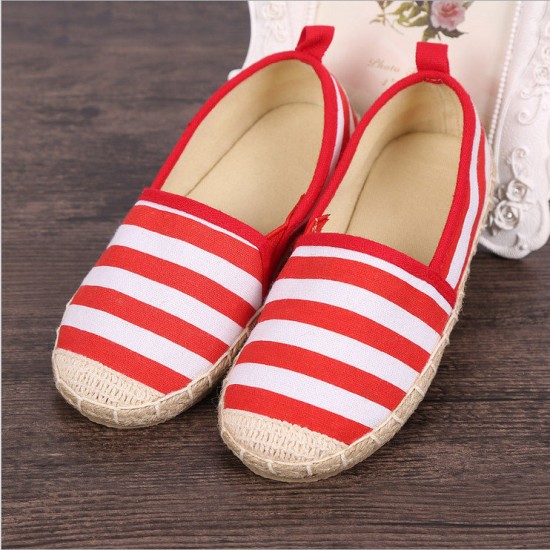 Kids Loafers Children Striped Canvas Sneakers Slip On Flats Boys Girls Shoes