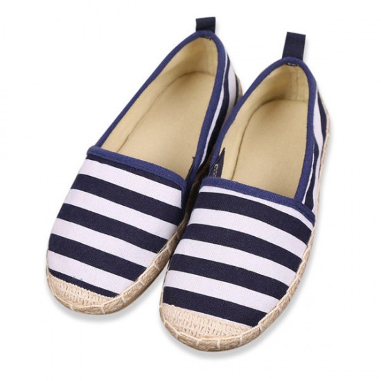 Kids Loafers Children Striped Canvas Sneakers Slip On Flats Boys Girls Shoes