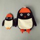 Kindergarten Children Cartoon Penguin Backpack Canvas Crossbody Bag Two Size