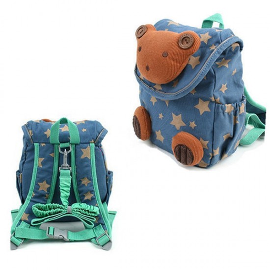 Kindergarten Kids Lovely Cartoon Cotton Backpack Walking Safety Harness Bag