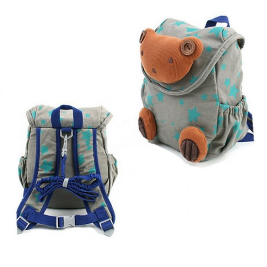 Kindergarten Kids Lovely Cartoon Cotton Backpack Walking Safety Harness Bag