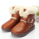 Baby Children Fur Snow Ankle Boots Waterproof Leather Shoes