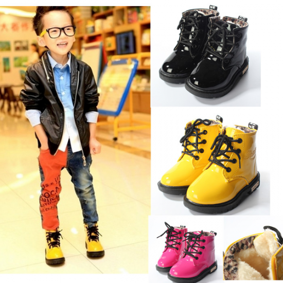 Baby Children Martin Boots Fur Leather Candy Snow Shoes Baby Children Martin Boots Fur Leather Candy Snow Shoes