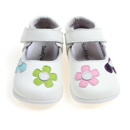 Cute Flower Artificial Leather Hook Loop Girls Dress Shoes