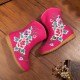 Girls Flower Embroidery Breathable Zipper Round Toe Ankle Short Boots