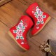 Girls Flower Embroidery Breathable Zipper Round Toe Ankle Short Boots