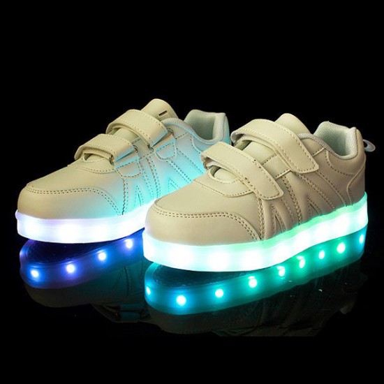 Kids LED Light Shoes Sneakers Leather Casual Boy Girl Shoes Children New