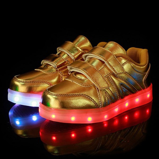 Kids LED Light Shoes Sneakers Leather Casual Boy Girl Shoes Children New