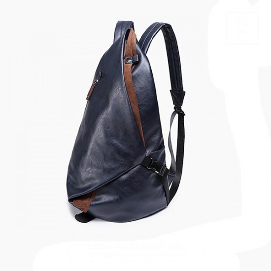 14 inches Men PU Leather Minimalist Leisure Travel Backpack Large Capacity Laptop Bag Satchel