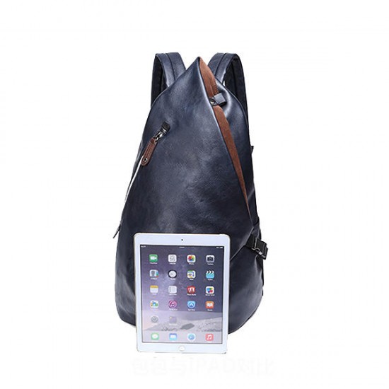 14 inches Men PU Leather Minimalist Leisure Travel Backpack Large Capacity Laptop Bag Satchel