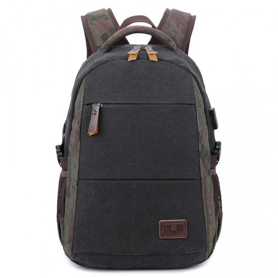 18in Laptop Backpack Casual Travel Bag Canvas Bag with USB Charging Port