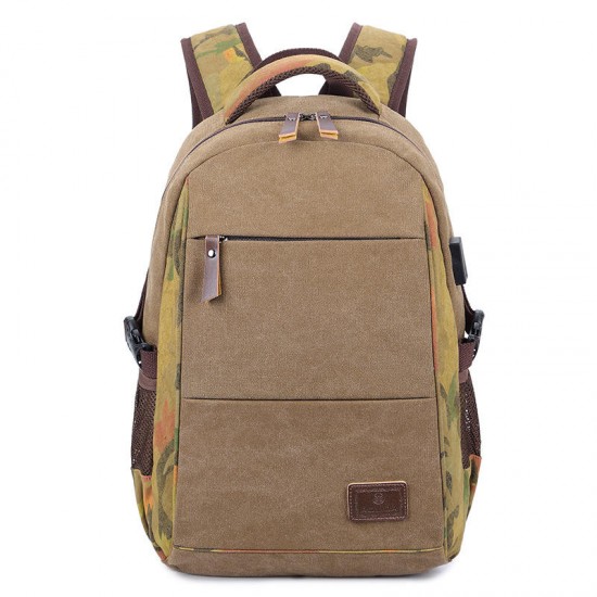 18in Laptop Backpack Casual Travel Bag Canvas Bag with USB Charging Port