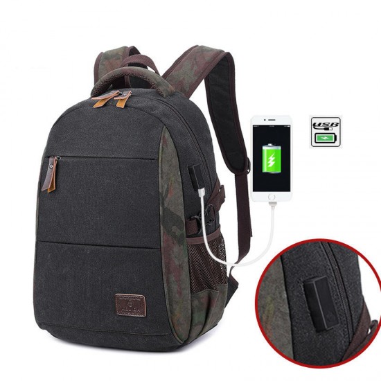 18in Laptop Backpack Casual Travel Bag Canvas Bag with USB Charging Port 18in Laptop Backpack Casual Travel Bag Canvas Bag with USB Charging Port