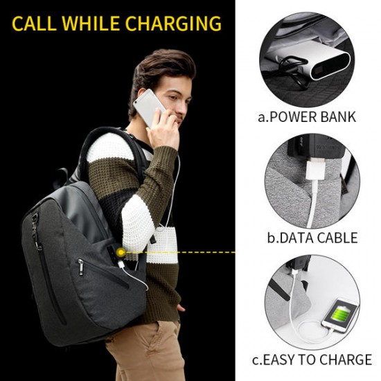 Alarm System Men Anti-theft Backpack Water Repellent Business Travel Laptop Backpack