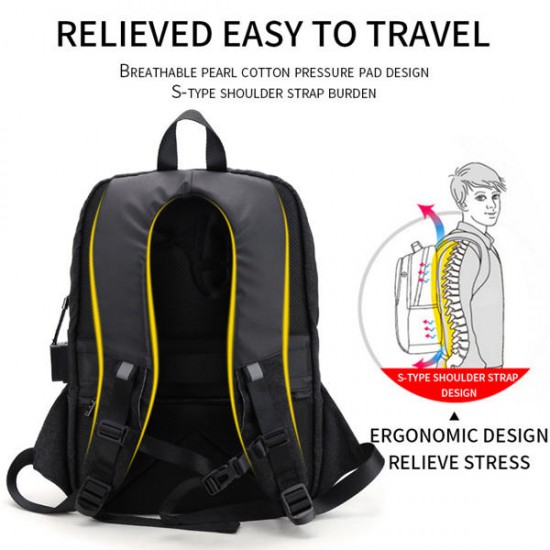 Alarm System Men Anti-theft Backpack Water Repellent Business Travel Laptop Backpack