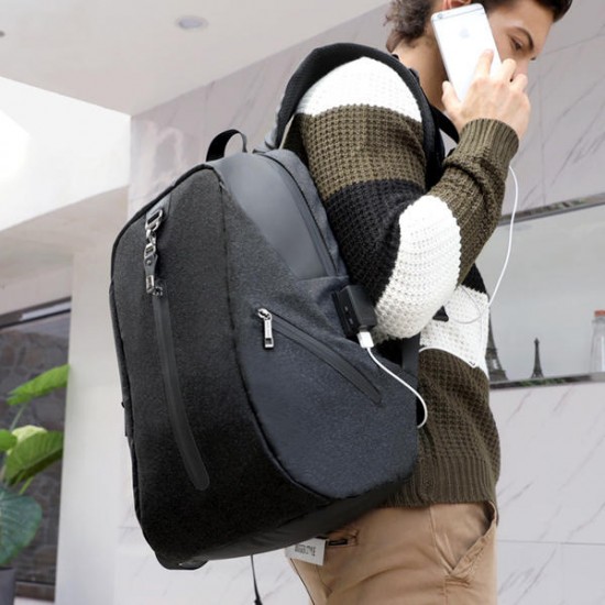 Alarm System Men Anti-theft Backpack Water Repellent Business Travel Laptop Backpack