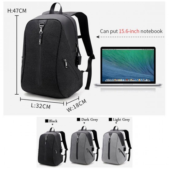 Alarm System Men Anti-theft Backpack Water Repellent Business Travel Laptop Backpack