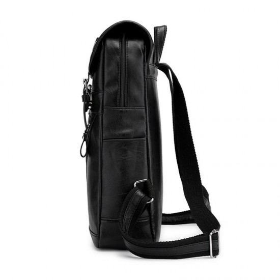 Faux Leather Large-capacity School Backpack Leisure Shoulder Bag For Men