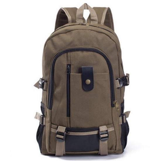 Men Outdoor Trendy Canvas Travel Backpack Casual Rucksack Fits 14" Laptop