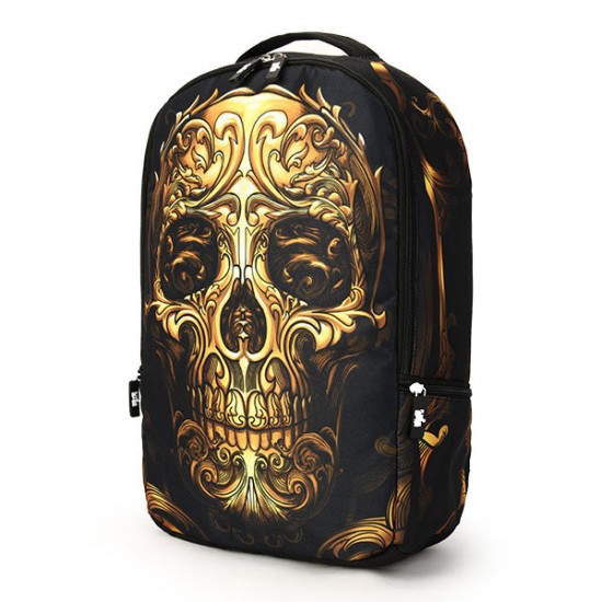 Men Women Outdoor Travel Skull Pattern Polyester Multifunctional Shoulders Bag Backpack