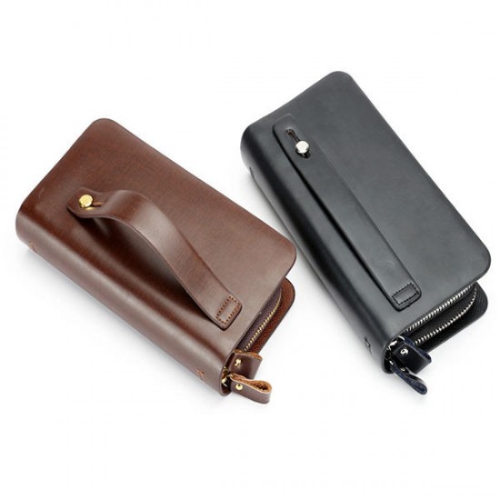 10 Card Slots Clutch Bag Pu Leather Wallet Business Phone Bag For Men