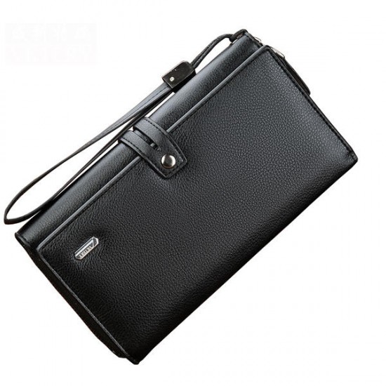 16 Card Solts Men PU Leather Minimalist Business Long Wallet Card Holder Cluthes Bag Purse