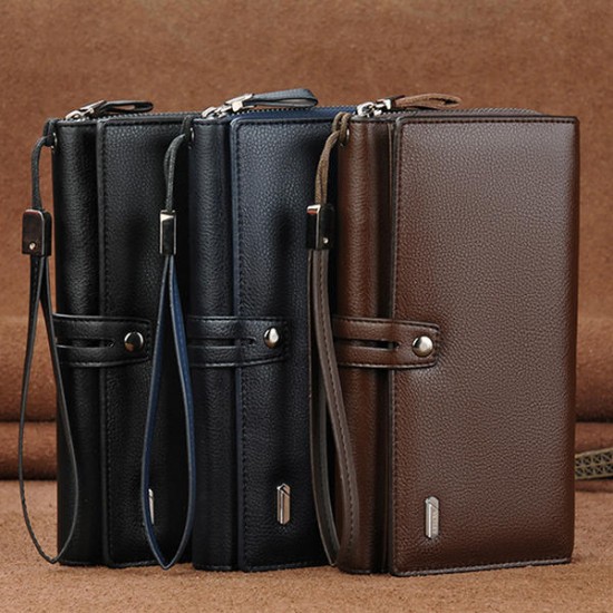 16 Card Solts Men PU Leather Minimalist Business Long Wallet Card Holder Cluthes Bag Purse