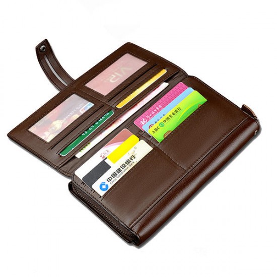 16 Card Solts Men PU Leather Minimalist Business Long Wallet Card Holder Cluthes Bag Purse