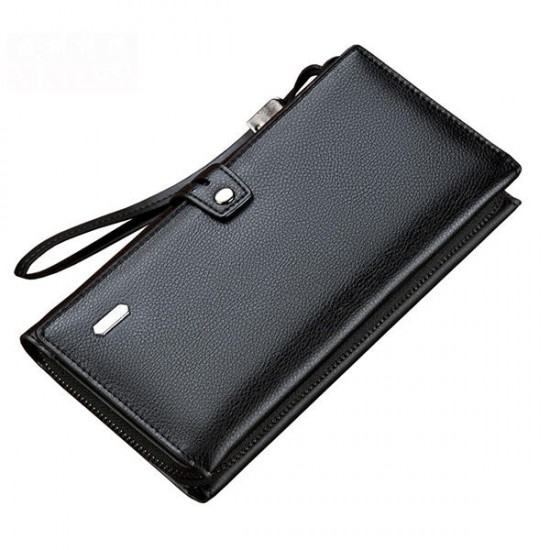 16 Card Solts Men PU Leather Minimalist Business Long Wallet Card Holder Cluthes Bag Purse