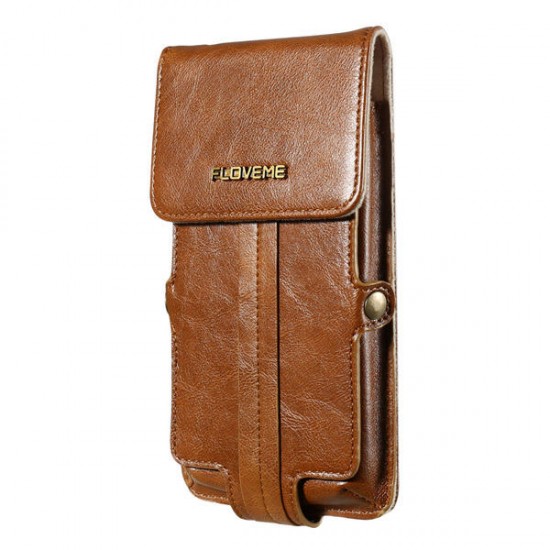 2 Card Slots Phone Bag 5.5'' Smartphone Wallet PU Leather Waist Bag For Men Women