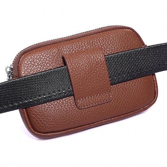 6 Inches Cell Phone Men Cowhide Genuine Leather Waist Bag