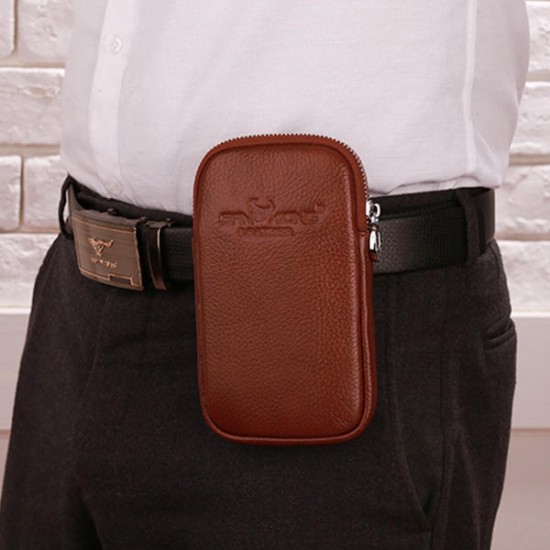 6 Inches Cell Phone Men Cowhide Genuine Leather Waist Bag 6 Inches Cell Phone Men Cowhide Genuine Leather Waist Bag