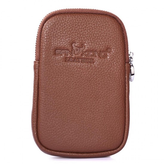 6 Inches Cell Phone Men Cowhide Genuine Leather Waist Bag