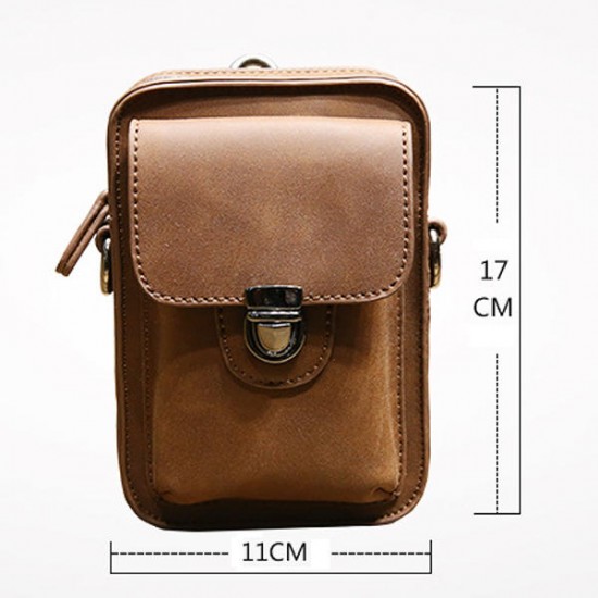 7inch Cell Phone Waist Bag Men Retro PU Leather Waist Bag Crossbody Bag