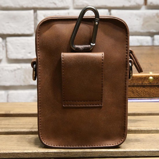 7inch Cell Phone Waist Bag Men Retro PU Leather Waist Bag Crossbody Bag 7inch Cell Phone Waist Bag Men Retro PU Leather Waist Bag Crossbody Bag